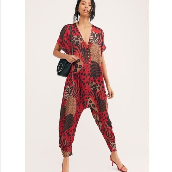 Free People Silk Carolina K Sera Print Jumpsuit - Picture 1 of 8